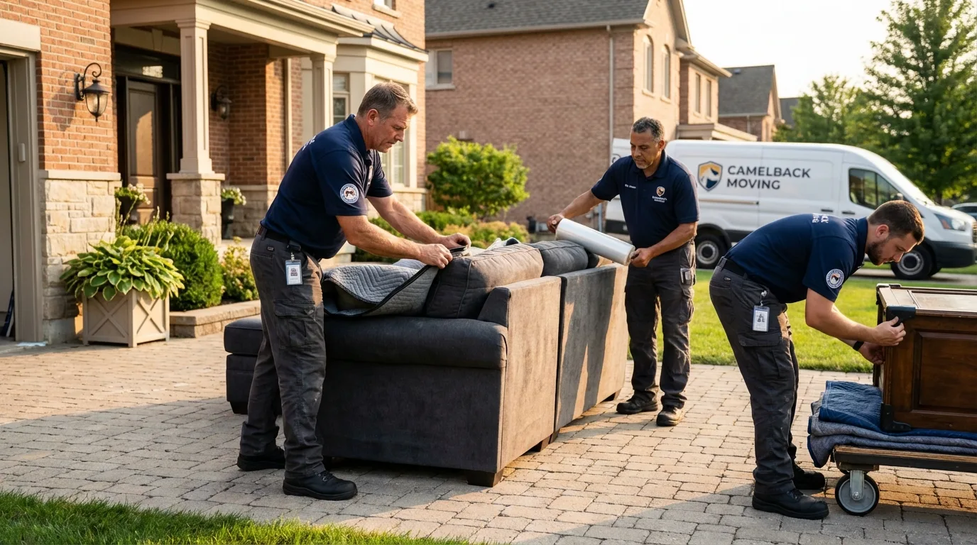 Large estate moving crew wrapping furniture in Choctaw, OK